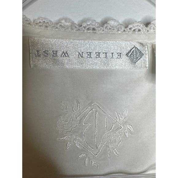 1990s Eileen West White Cotton Lace Pintuck Nightgown Medium - Picture 11 of 13